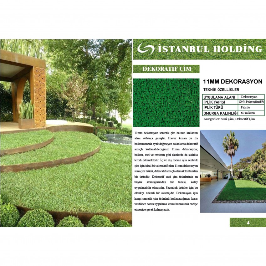 Profil Boru Dekorasyon 11mm Çim Halılar