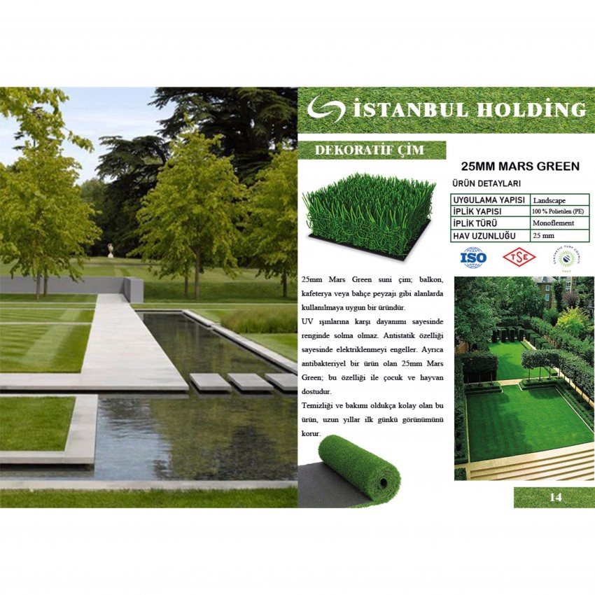 Profil Boru Mars Green 25mm Çim Halılar