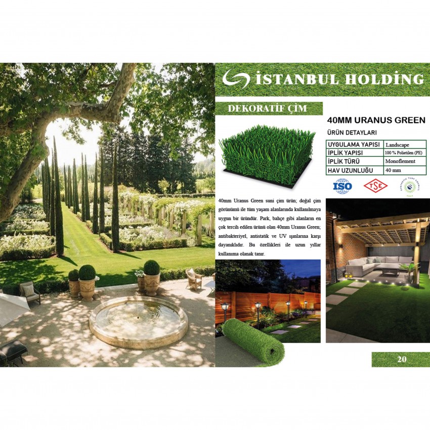 Profil Boru Uranus Green 40mm Çim Halılar
