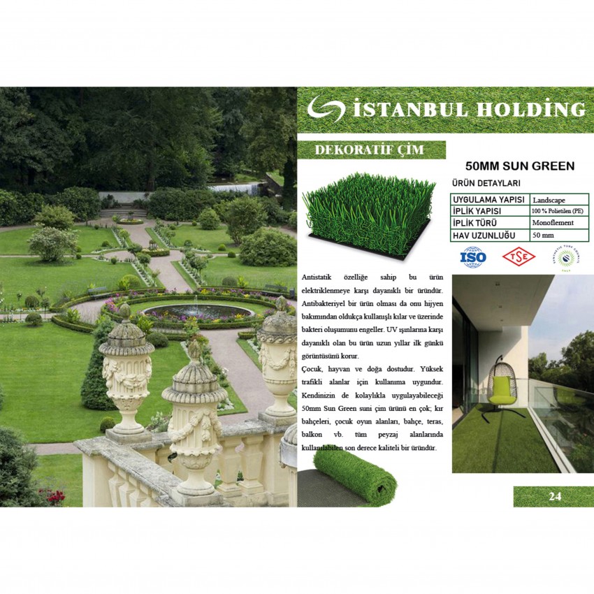 Profil Boru Sun Green 50mm Çim Halılar